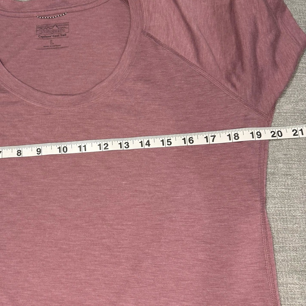Patagonia Capilene Cool Trail Shirt Womens Large Pink Heathered Short Sleeve L - Picture 5 of 5